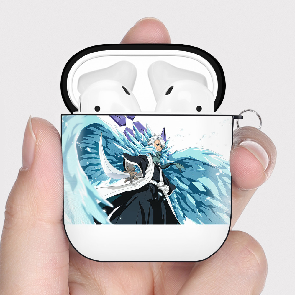 （画像用） ブリーチ 日番谷冬獅郎（ひつがや とうしろう） BLEACH Hitsugaya Toushirou AirPods 第2世代保護ケース ハードシェル ブラック 耐衝撃・防指紋・カラビナ付き