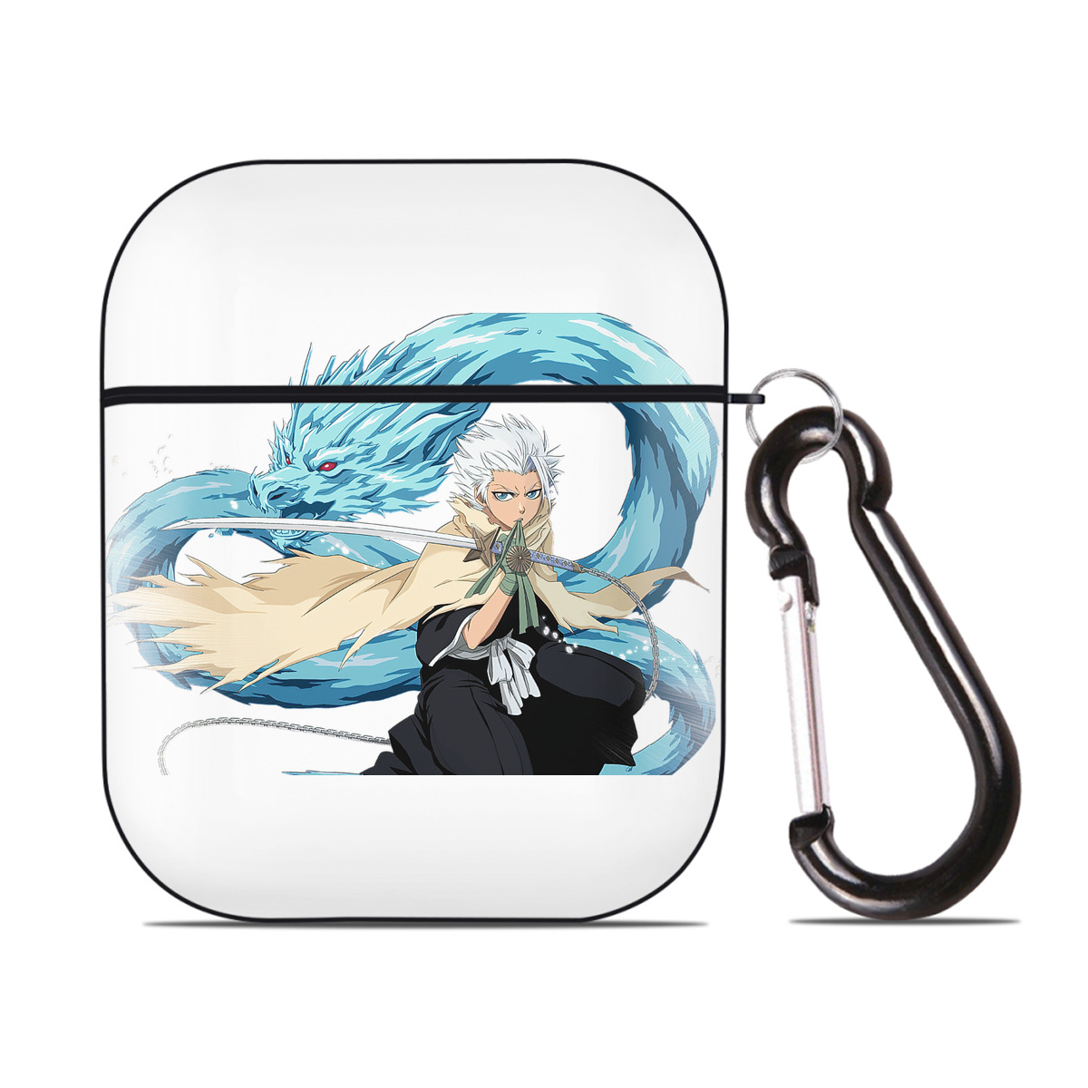 （画像用） ブリーチ 日番谷冬獅郎（ひつがや とうしろう） BLEACH Hitsugaya Toushirou AirPods 第2世代保護ケース ハードシェル ブラック 耐衝撃・防指紋・カラビナ付き