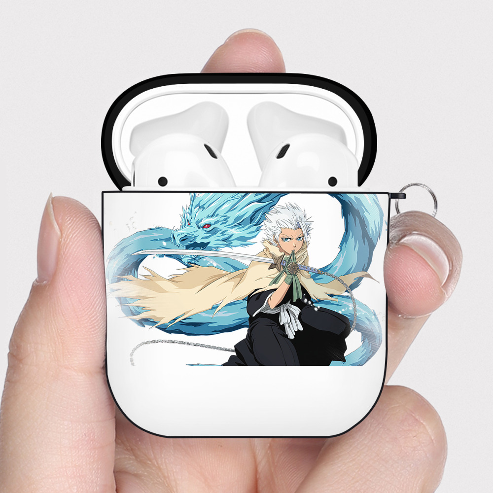 （画像用） ブリーチ 日番谷冬獅郎（ひつがや とうしろう） BLEACH Hitsugaya Toushirou AirPods 第2世代保護ケース ハードシェル ブラック 耐衝撃・防指紋・カラビナ付き