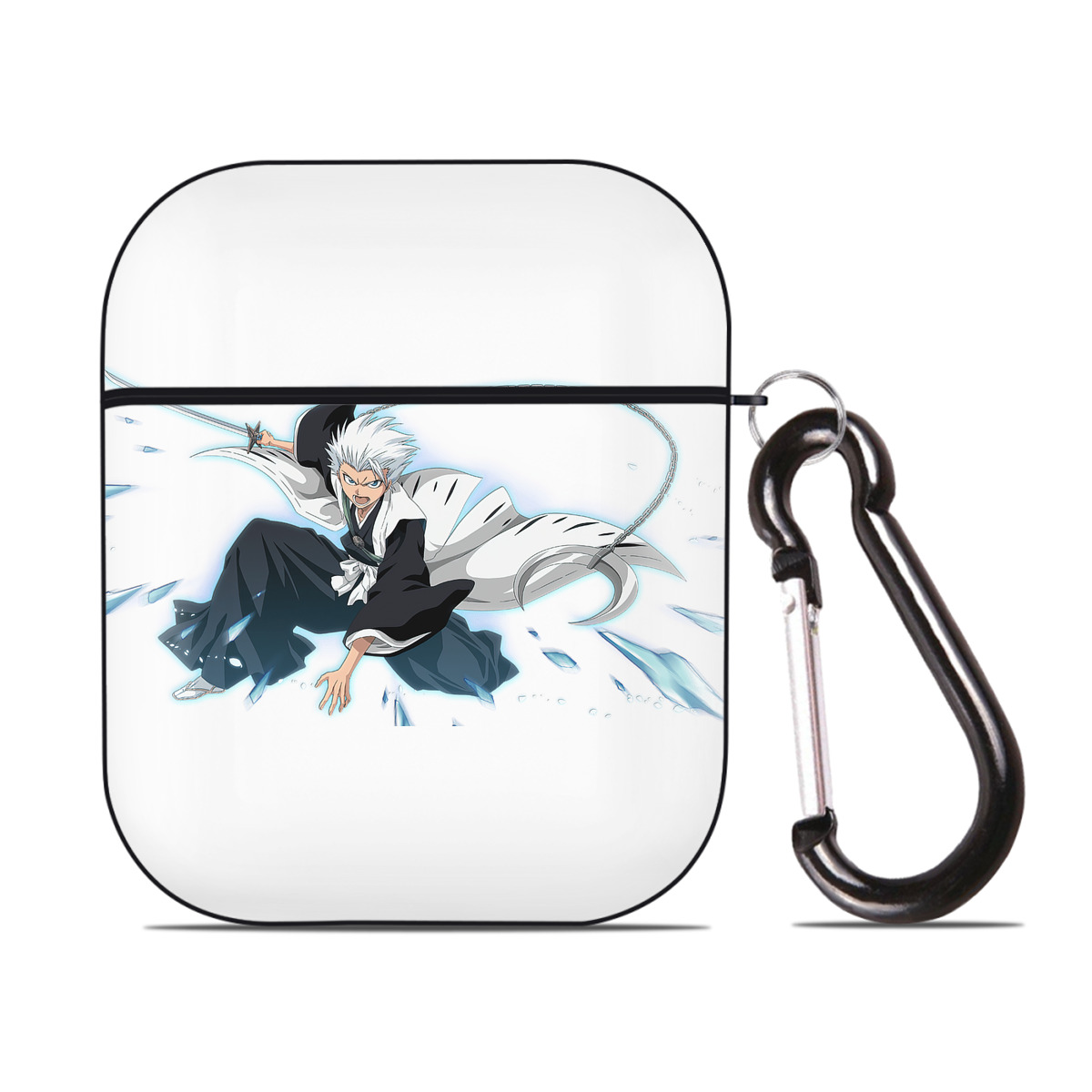 （画像用） ブリーチ 日番谷冬獅郎（ひつがや とうしろう） BLEACH Hitsugaya Toushirou AirPods 第2世代保護ケース ハードシェル ブラック 耐衝撃・防指紋・カラビナ付き