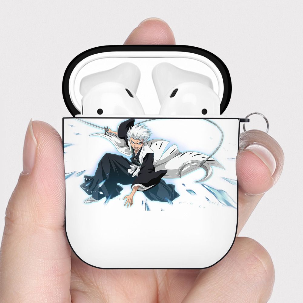 （画像用） ブリーチ 日番谷冬獅郎（ひつがや とうしろう） BLEACH Hitsugaya Toushirou AirPods 第2世代保護ケース ハードシェル ブラック 耐衝撃・防指紋・カラビナ付き