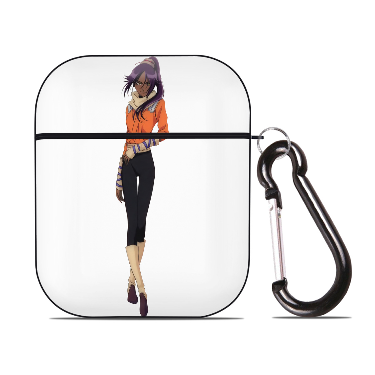 （画像用） ブリーチ 四楓院 夜一（しほういん よるいち） BLEACH Shihouin Yoruichi AirPods 第2世代保護ケース ハードシェル ブラック 耐衝撃・防指紋・カラビナ付き