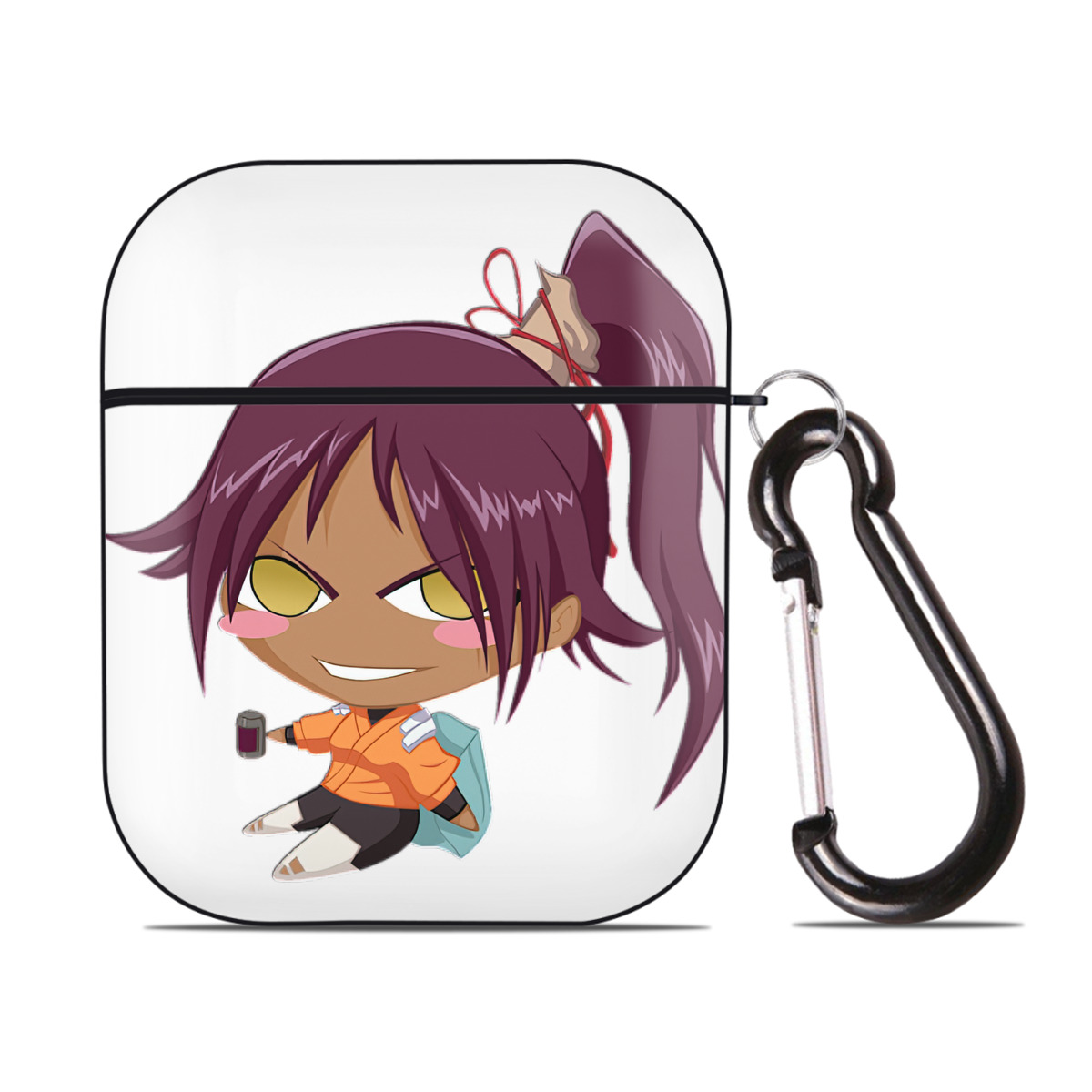 （画像用） ブリーチ 四楓院 夜一（しほういん よるいち） BLEACH Shihouin Yoruichi AirPods 第2世代保護ケース ハードシェル ブラック 耐衝撃・防指紋・カラビナ付き