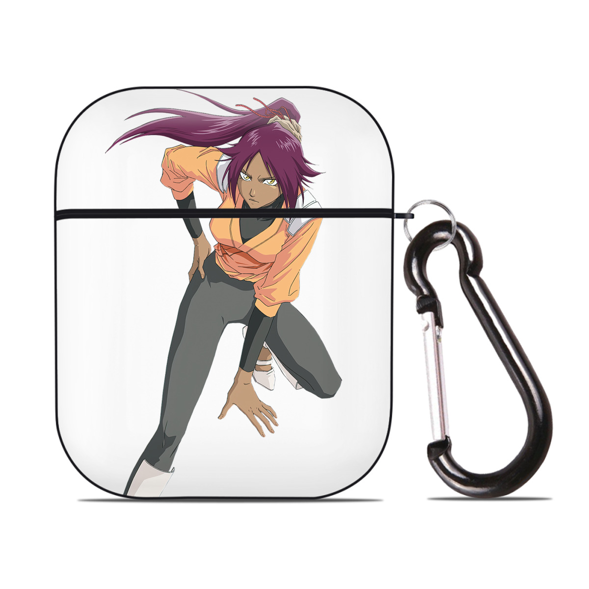 （画像用） ブリーチ 四楓院 夜一（しほういん よるいち） BLEACH Shihouin Yoruichi AirPods 第2世代保護ケース ハードシェル ブラック 耐衝撃・防指紋・カラビナ付き