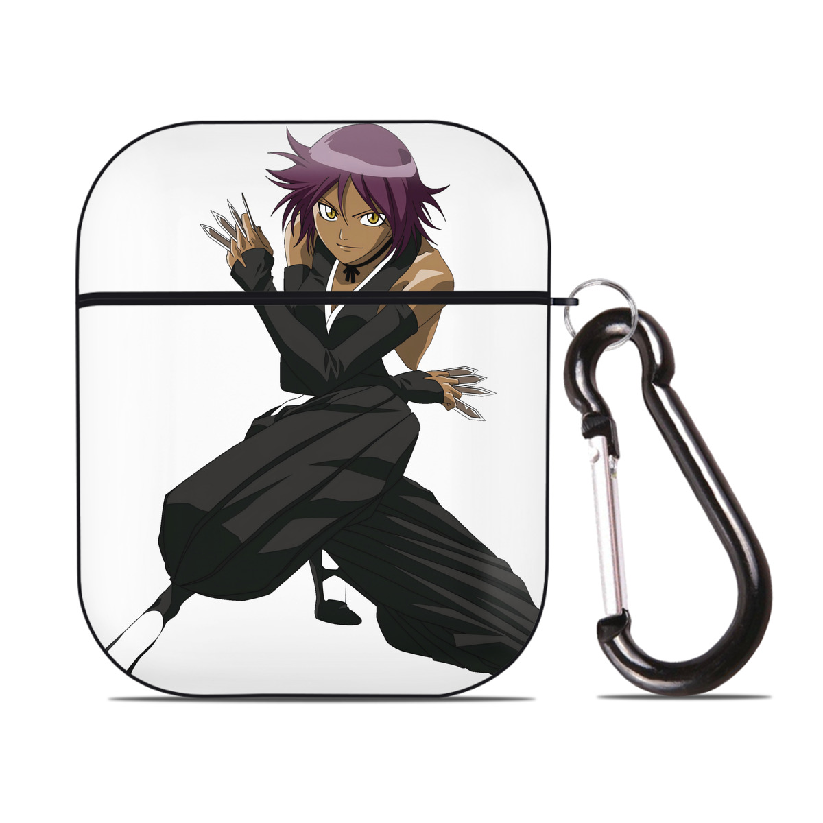 （画像用） ブリーチ 四楓院 夜一（しほういん よるいち） BLEACH Shihouin Yoruichi AirPods 第2世代保護ケース ハードシェル ブラック 耐衝撃・防指紋・カラビナ付き