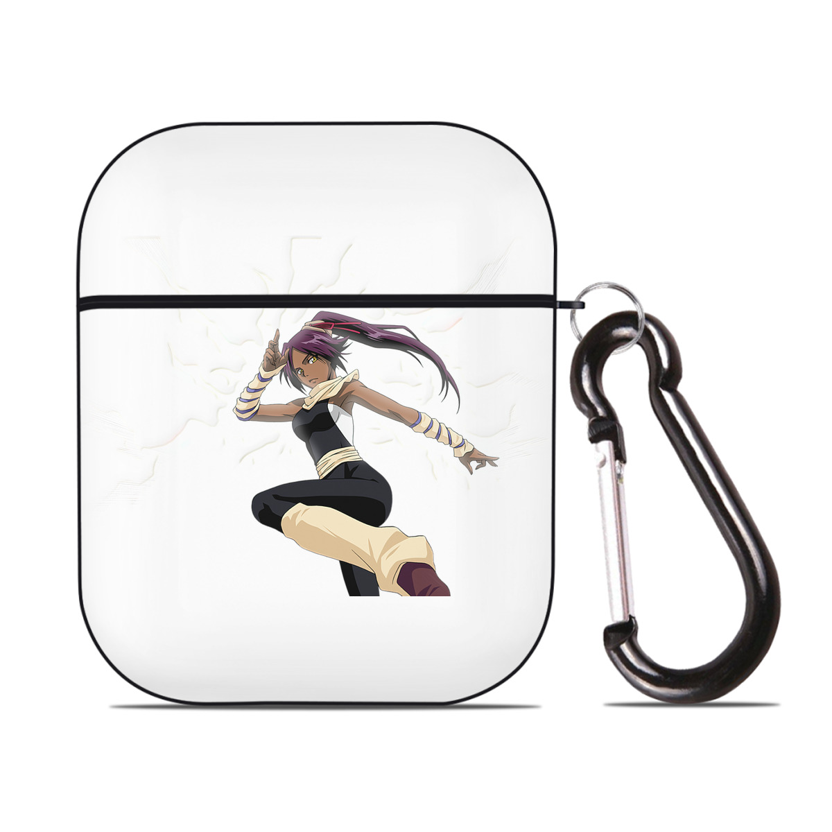 （画像用） ブリーチ 四楓院 夜一（しほういん よるいち） BLEACH Shihouin Yoruichi AirPods 第2世代保護ケース ハードシェル ブラック 耐衝撃・防指紋・カラビナ付き