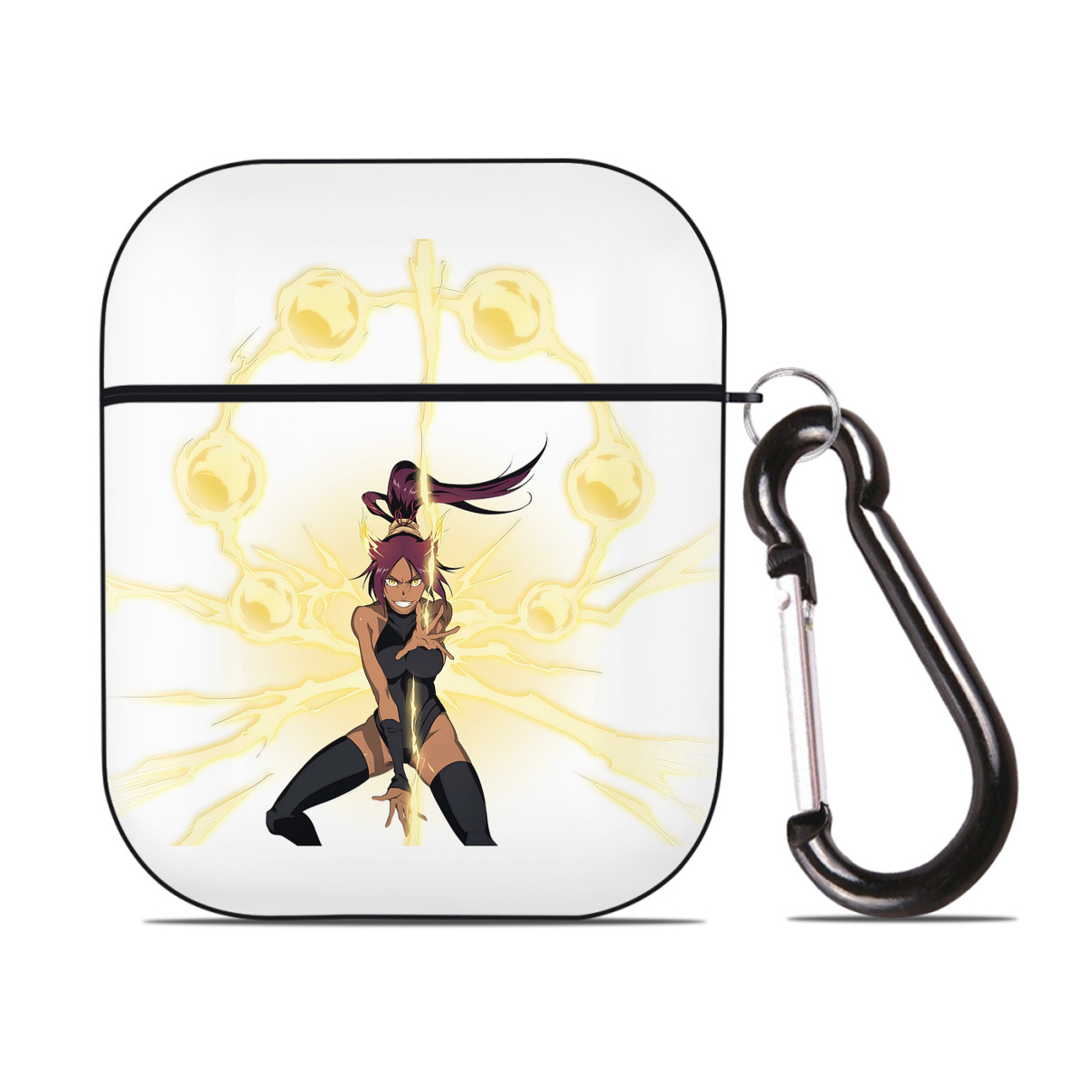 （画像用） ブリーチ 四楓院 夜一（しほういん よるいち） BLEACH Shihouin Yoruichi AirPods 第2世代保護ケース ハードシェル ブラック 耐衝撃・防指紋・カラビナ付き
