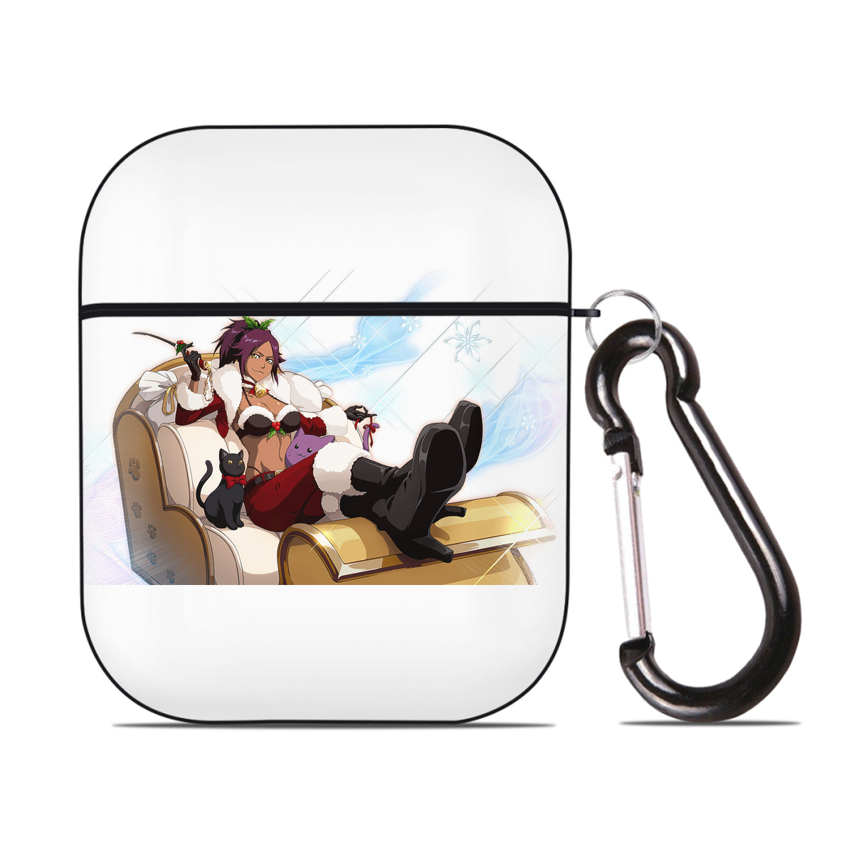 （画像用） ブリーチ 四楓院 夜一（しほういん よるいち） BLEACH Shihouin Yoruichi AirPods 第2世代保護ケース ハードシェル ブラック 耐衝撃・防指紋・カラビナ付き