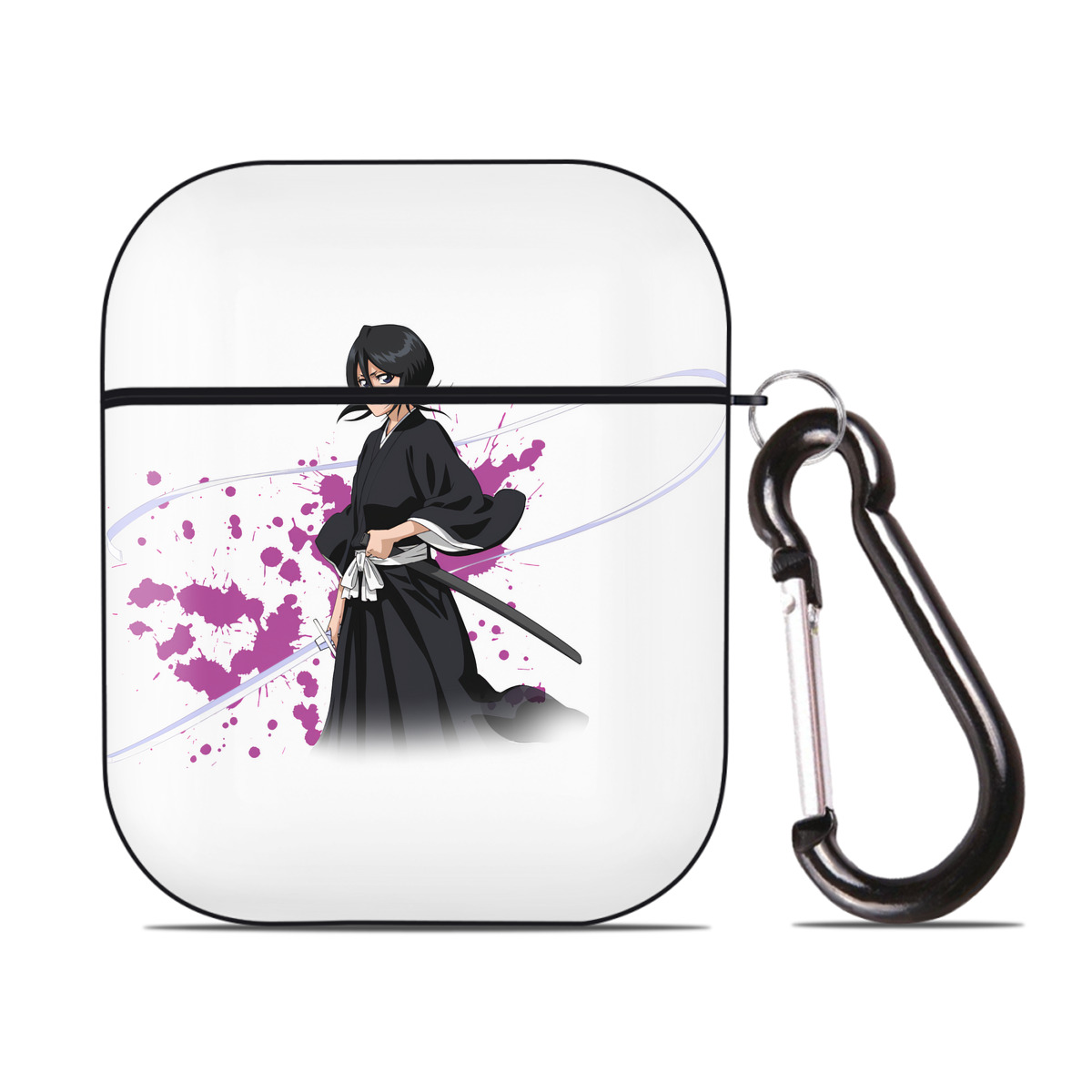 （画像用） ブリーチ 朽木ルキア BLEACH Kuchiki Rukia AirPods 第2世代保護ケース ハードシェル ブラック 耐衝撃・防指紋・カラビナ付き