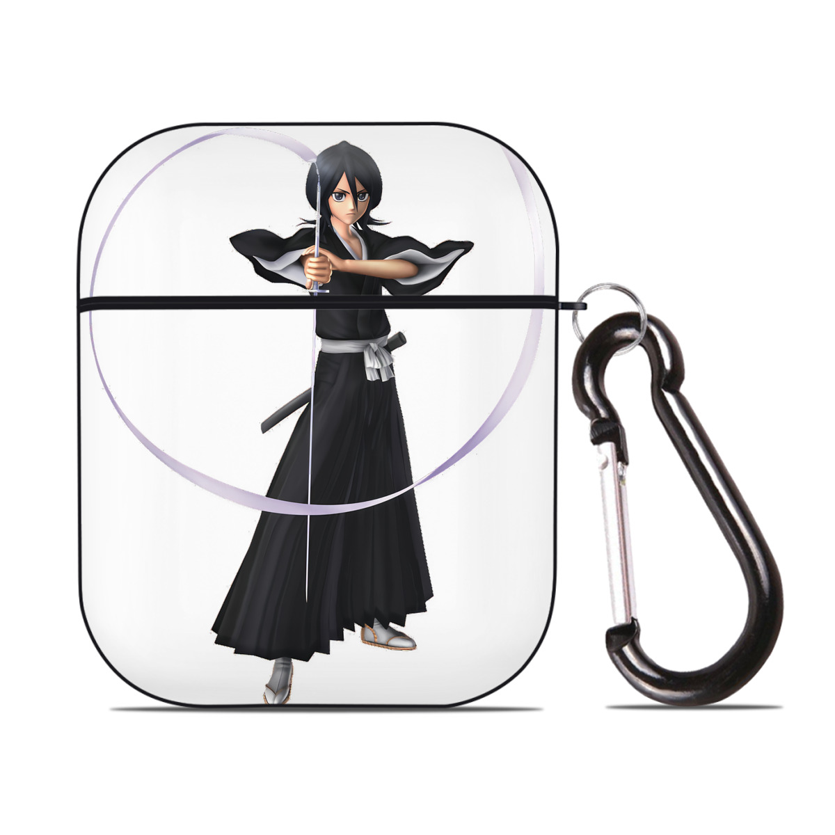 （画像用） ブリーチ 朽木ルキア BLEACH Kuchiki Rukia AirPods 第2世代保護ケース ハードシェル ブラック 耐衝撃・防指紋・カラビナ付き