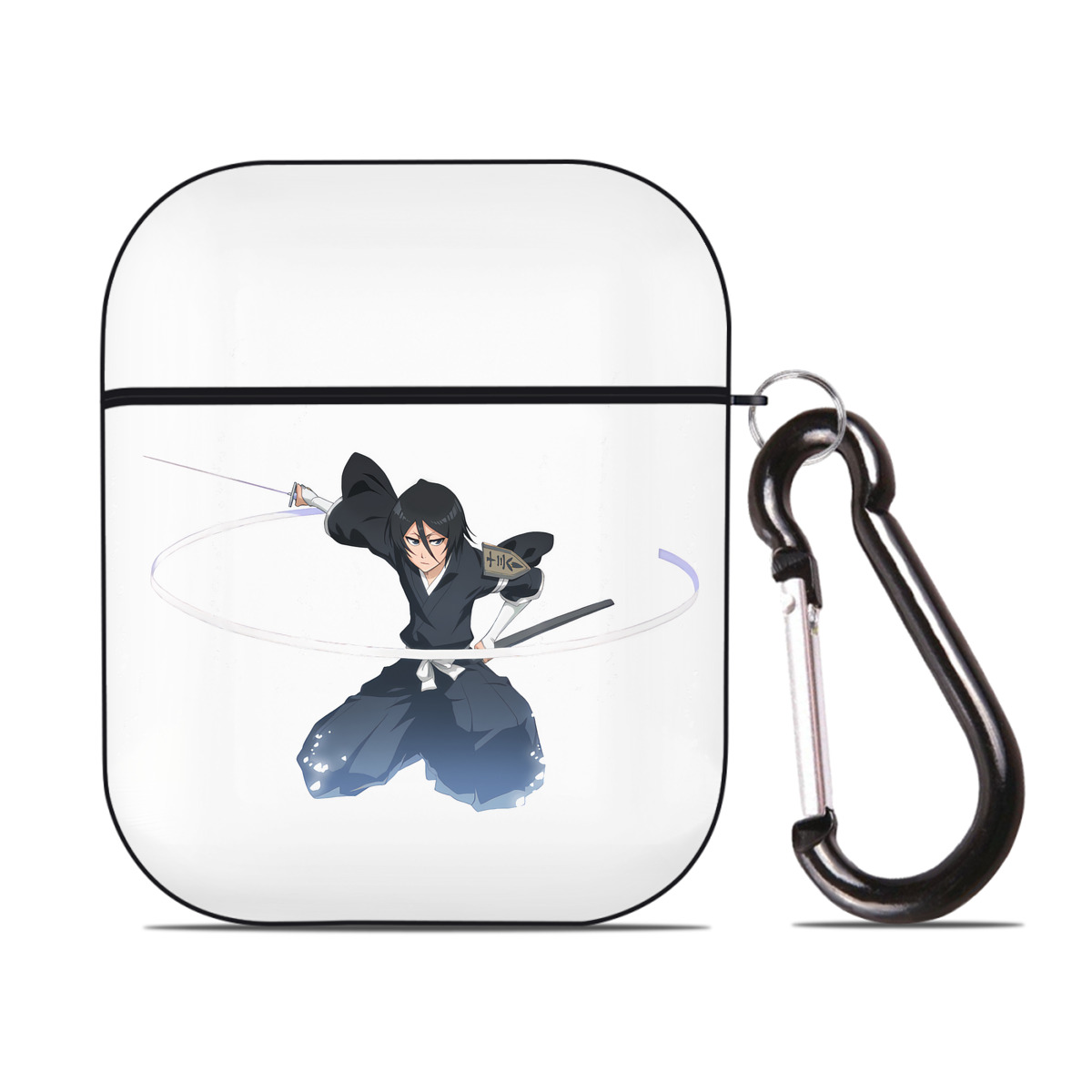 （画像用） ブリーチ 朽木ルキア BLEACH Kuchiki Rukia AirPods 第2世代保護ケース ハードシェル ブラック 耐衝撃・防指紋・カラビナ付き