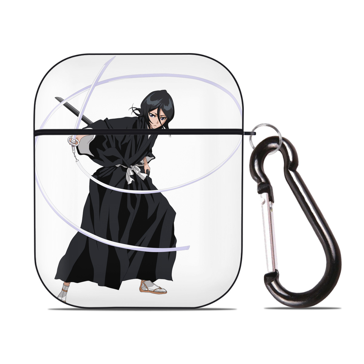 （画像用） ブリーチ 朽木ルキア BLEACH Kuchiki Rukia AirPods 第2世代保護ケース ハードシェル ブラック 耐衝撃・防指紋・カラビナ付き