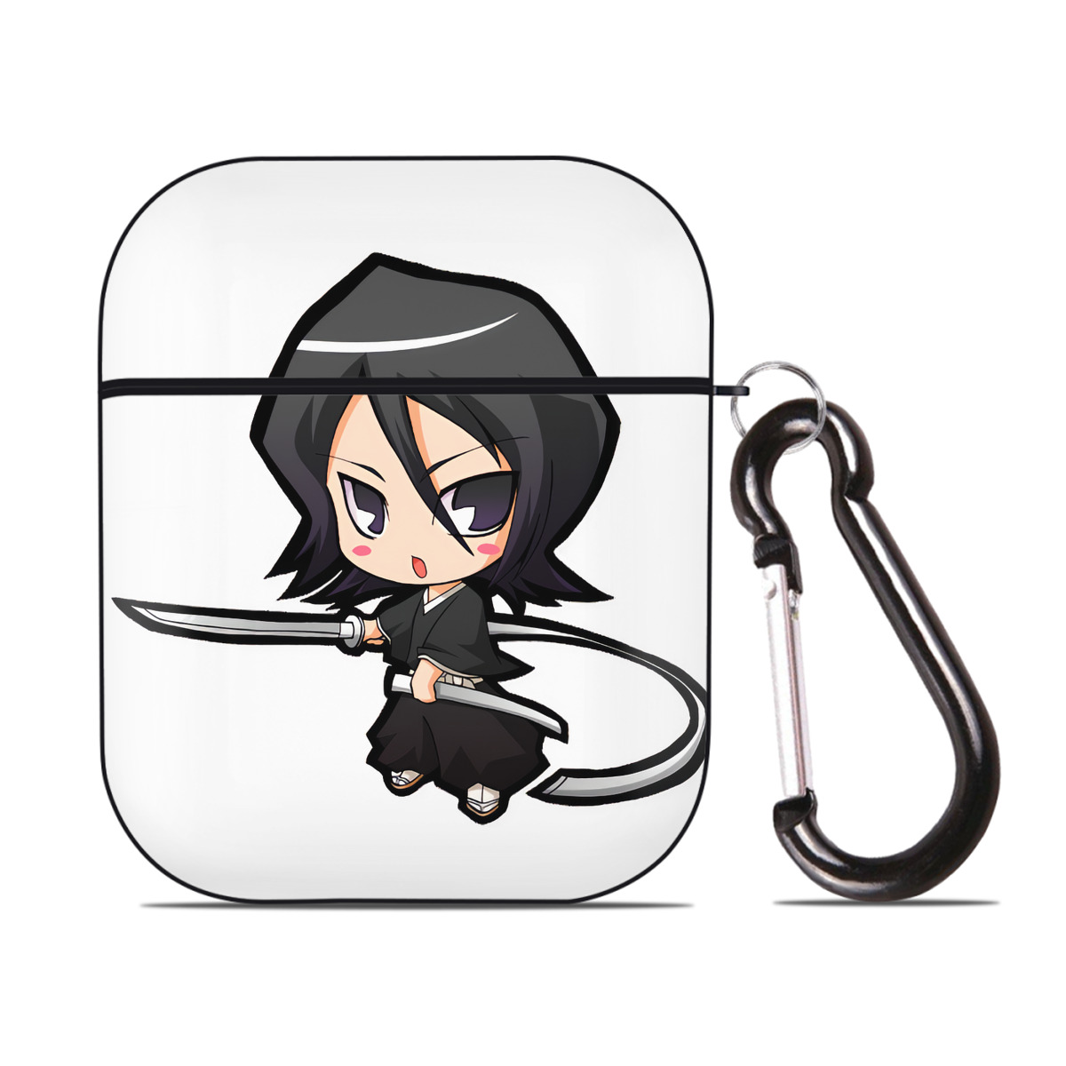 （画像用） ブリーチ 朽木ルキア BLEACH Kuchiki Rukia AirPods 第2世代保護ケース ハードシェル ブラック 耐衝撃・防指紋・カラビナ付き