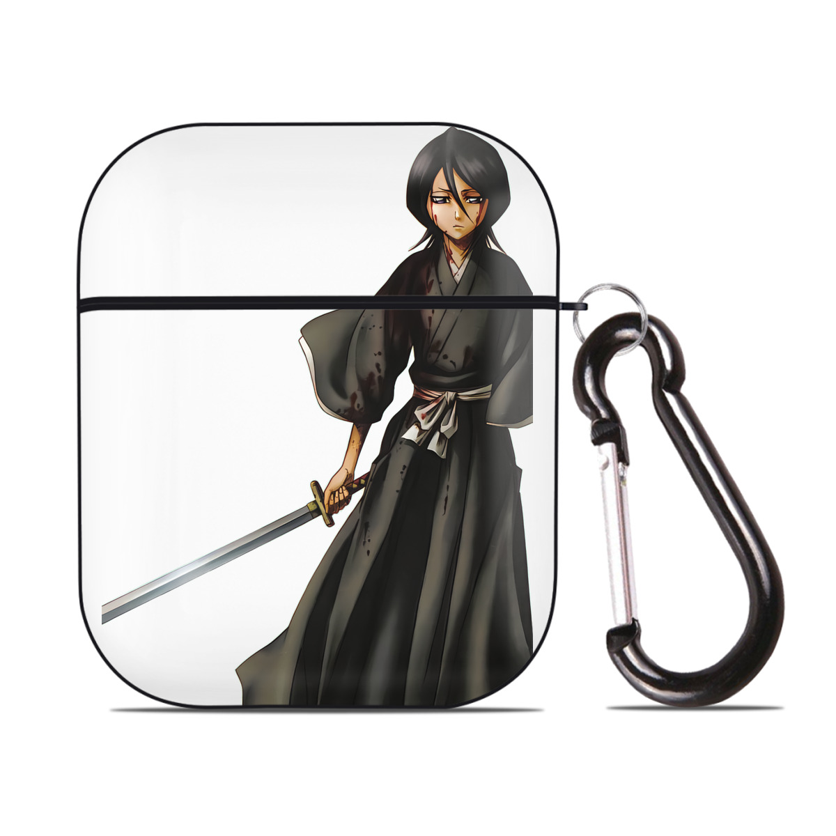 （画像用） ブリーチ 朽木ルキア BLEACH Kuchiki Rukia AirPods 第2世代保護ケース ハードシェル ブラック 耐衝撃・防指紋・カラビナ付き