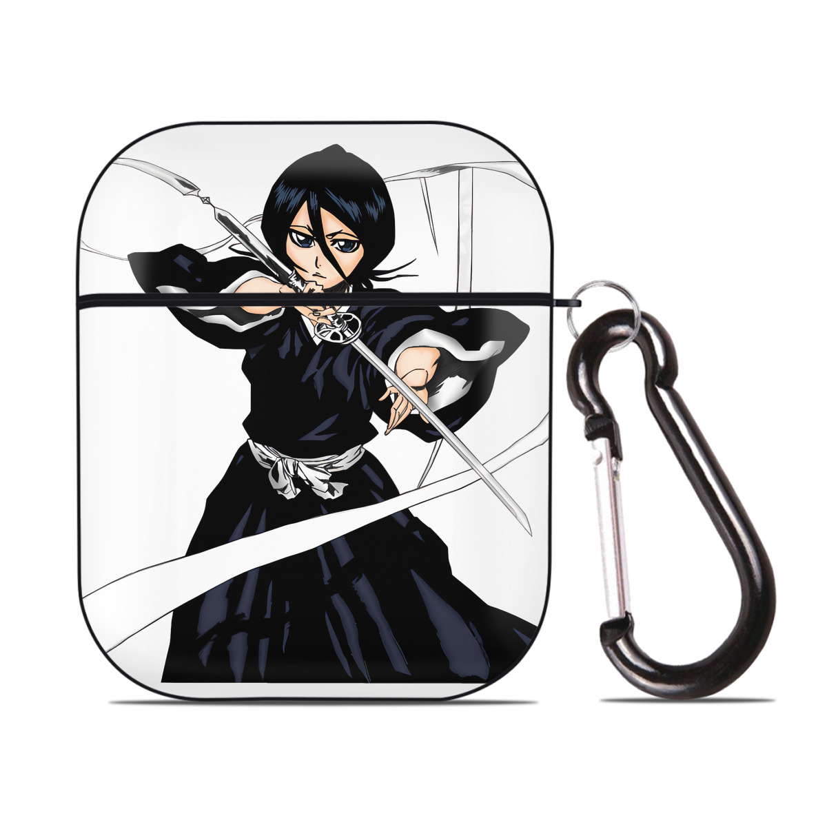 （画像用） ブリーチ 朽木ルキア BLEACH Kuchiki Rukia AirPods 第2世代保護ケース ハードシェル ブラック 耐衝撃・防指紋・カラビナ付き