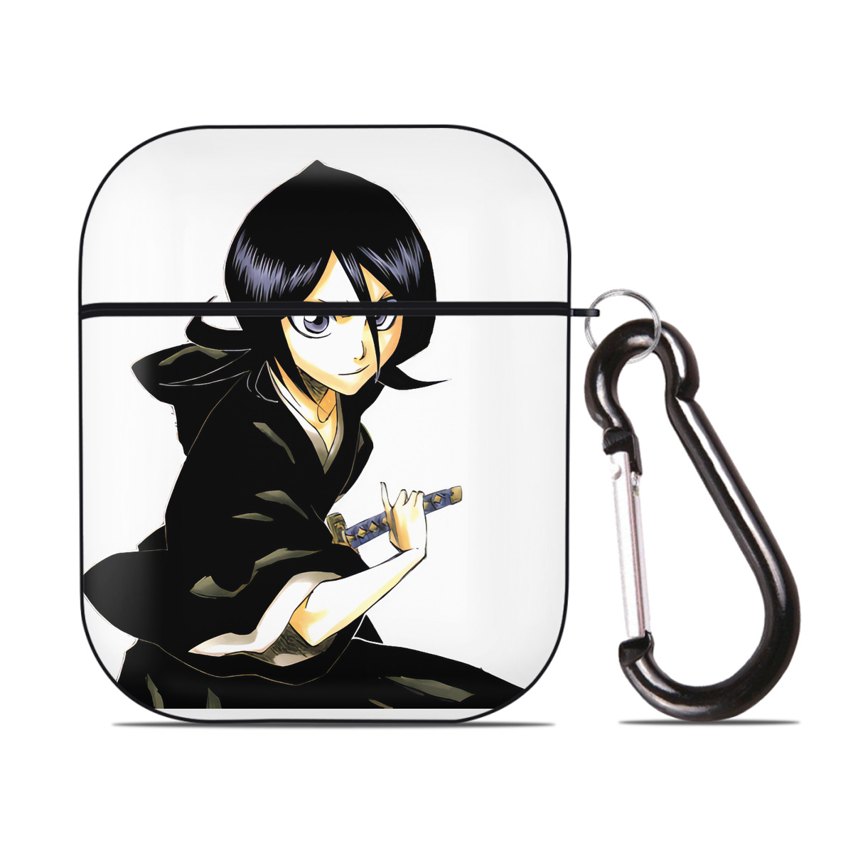 （画像用） ブリーチ 朽木ルキア BLEACH Kuchiki Rukia AirPods 第2世代保護ケース ハードシェル ブラック 耐衝撃・防指紋・カラビナ付き