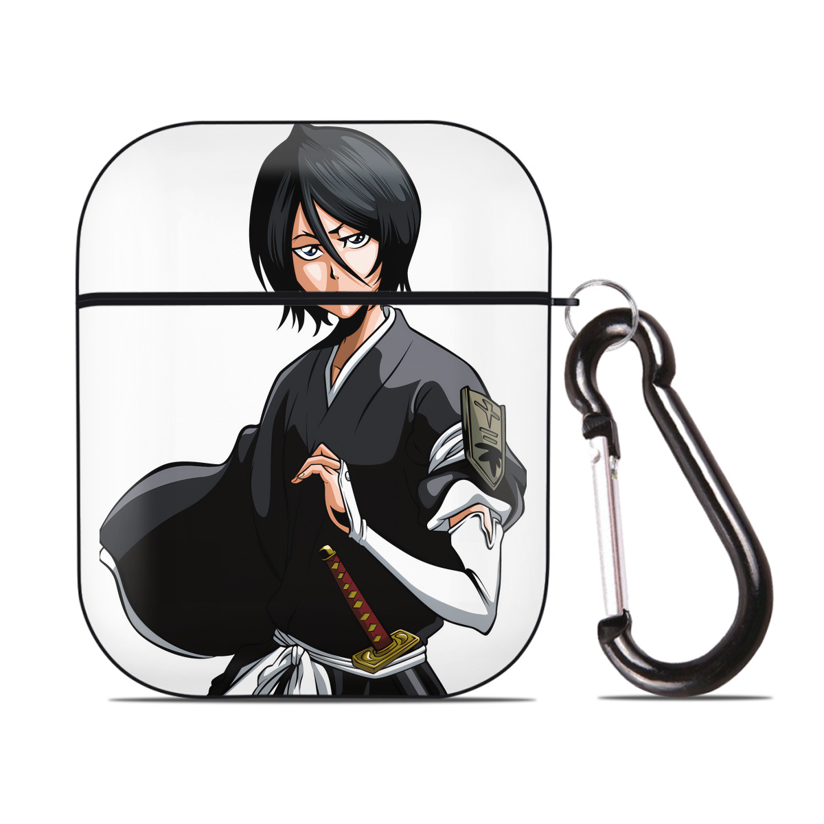 （画像用） ブリーチ 朽木ルキア BLEACH Kuchiki Rukia AirPods 第2世代保護ケース ハードシェル ブラック 耐衝撃・防指紋・カラビナ付き