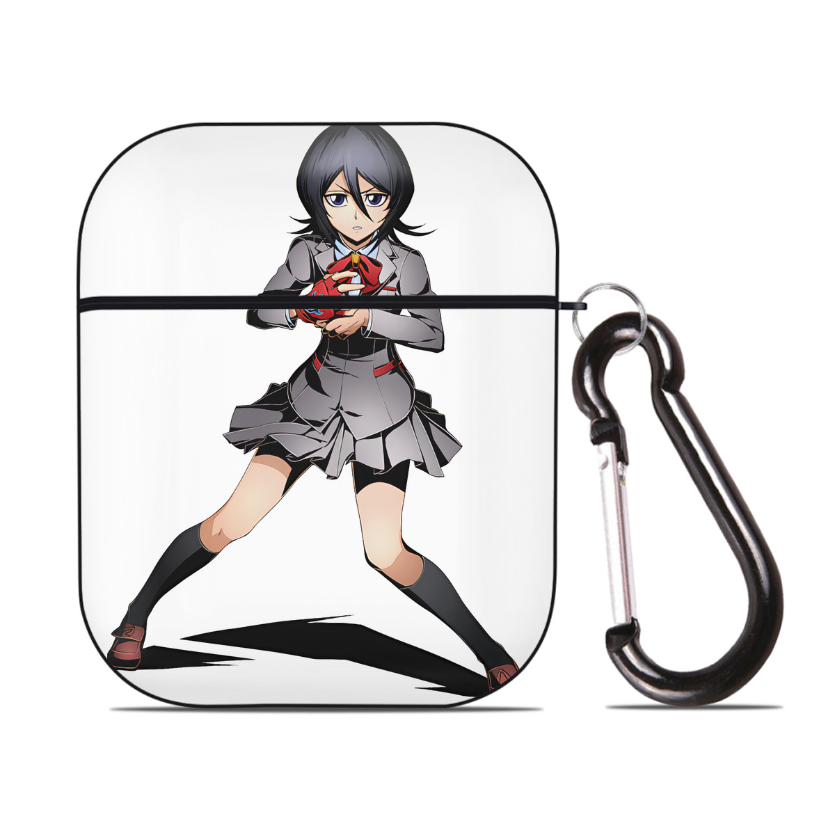 （画像用） ブリーチ 朽木ルキア BLEACH Kuchiki Rukia AirPods 第2世代保護ケース ハードシェル ブラック 耐衝撃・防指紋・カラビナ付き