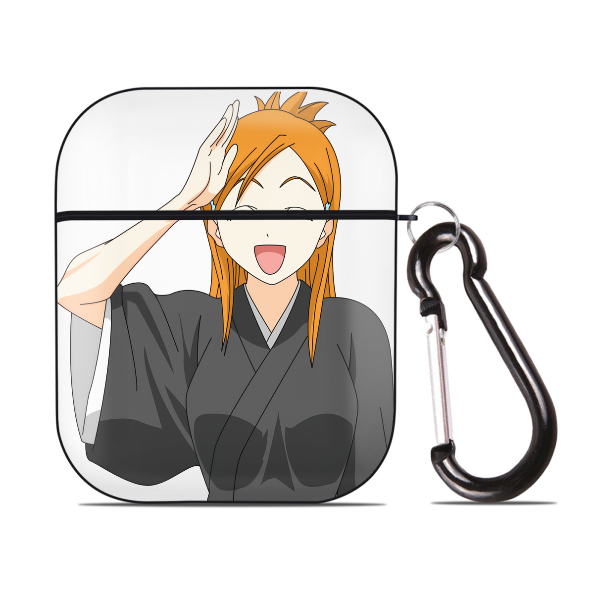 （画像用） ブリーチ 井上織姫（いのうえおりひめ） BLEACH Inoue Orihime AirPods 第2世代保護ケース ハードシェル ブラック 耐衝撃・防指紋・カラビナ付き