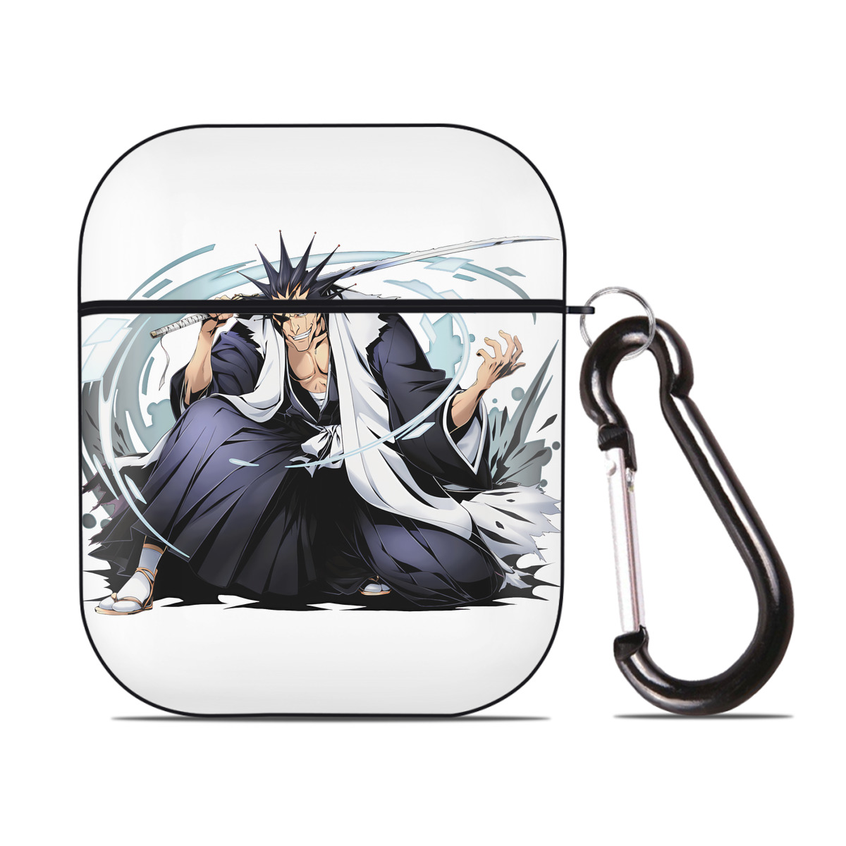 （画像用） ブリーチ ざらき けんぱち BLEACH Zaraki Kenpachi AirPods 第2世代保護ケース ハードシェル ブラック 耐衝撃・防指紋・カラビナ付き