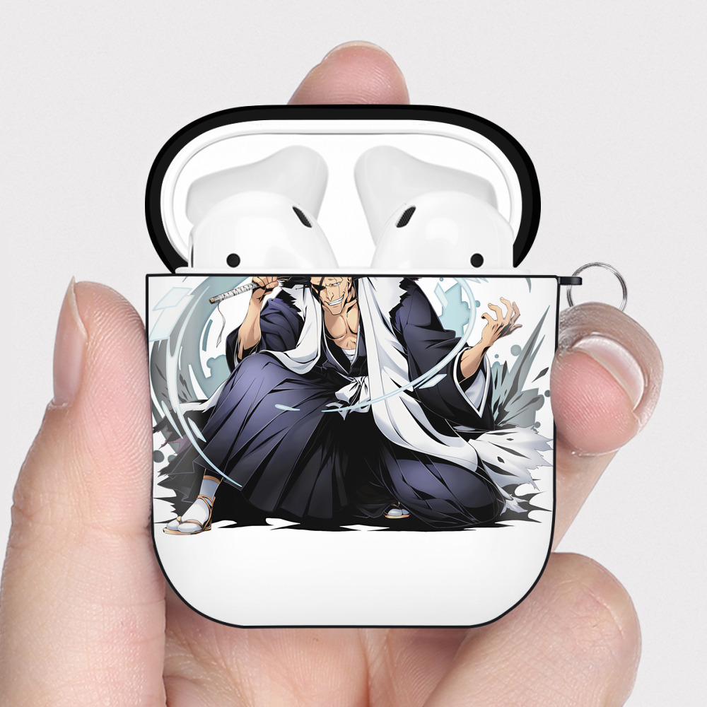（画像用） ブリーチ ざらき けんぱち BLEACH Zaraki Kenpachi AirPods 第2世代保護ケース ハードシェル ブラック 耐衝撃・防指紋・カラビナ付き