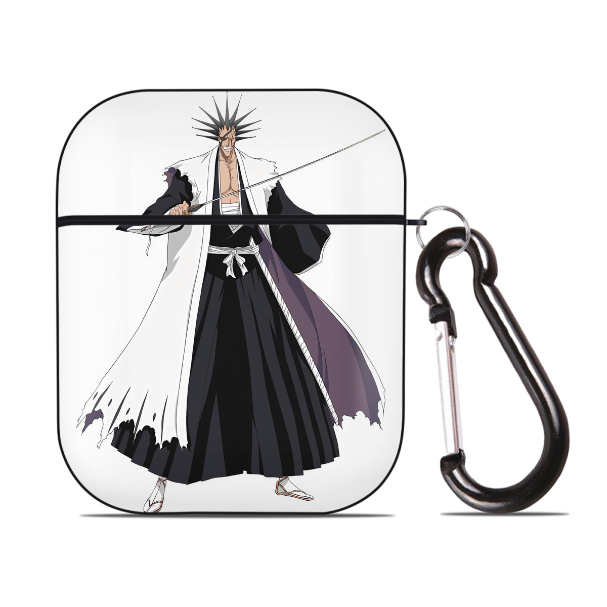 （画像用） ブリーチ ざらき けんぱち BLEACH Zaraki Kenpachi AirPods 第2世代保護ケース ハードシェル ブラック 耐衝撃・防指紋・カラビナ付き