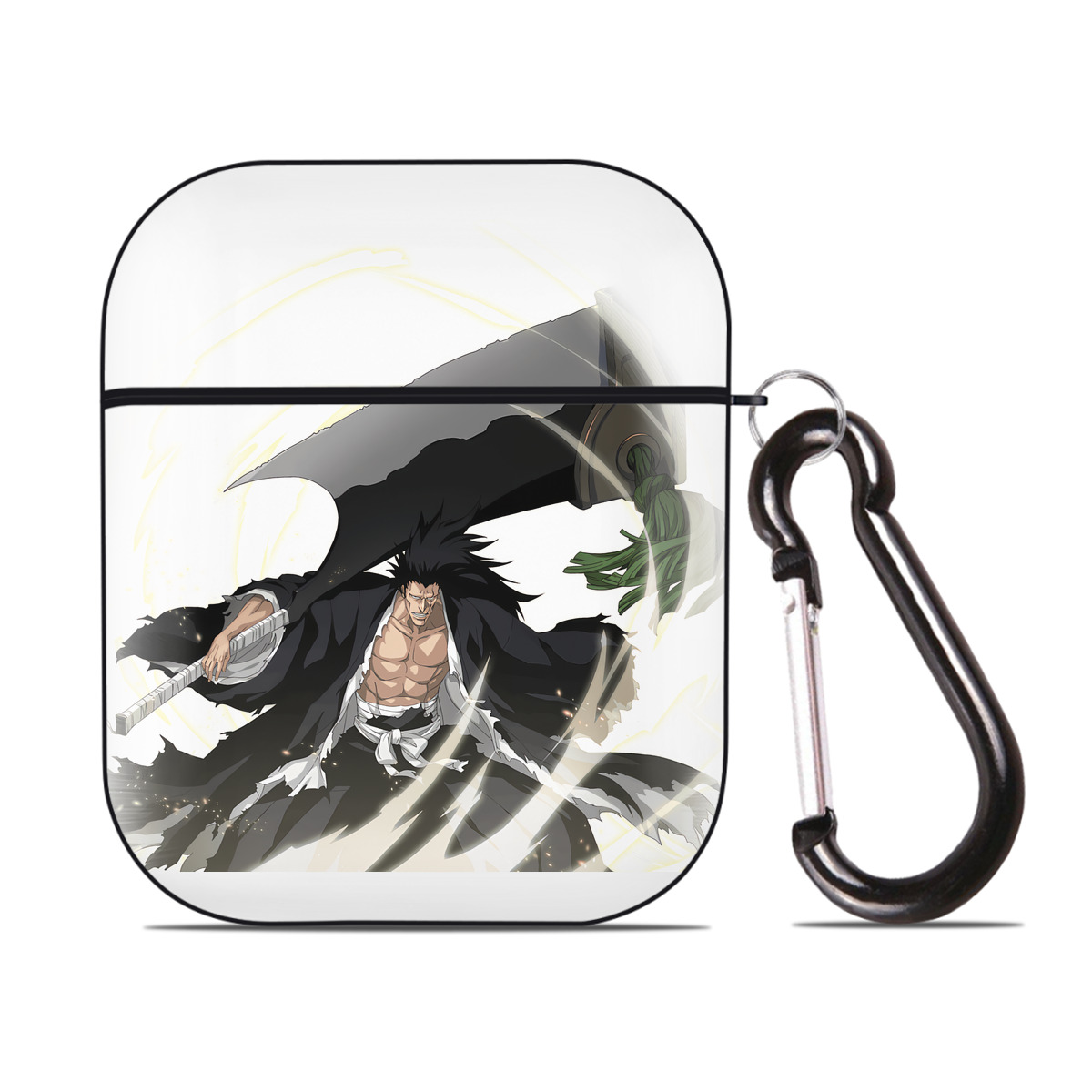 （画像用） ブリーチ ざらき けんぱち BLEACH Zaraki Kenpachi AirPods 第2世代保護ケース ハードシェル ブラック 耐衝撃・防指紋・カラビナ付き