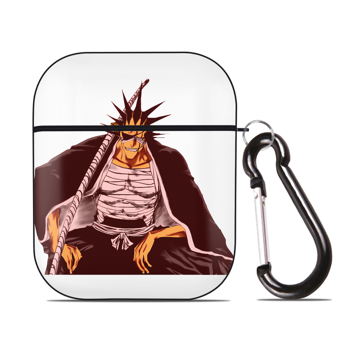 （画像用） ブリーチ ざらき けんぱち BLEACH Zaraki Kenpachi AirPods 第2世代保護ケース ハードシェル ブラック 耐衝撃・防指紋・カラビナ付き