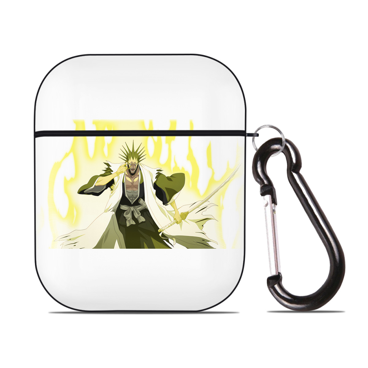 （画像用） ブリーチ ざらき けんぱち BLEACH Zaraki Kenpachi AirPods 第2世代保護ケース ハードシェル ブラック 耐衝撃・防指紋・カラビナ付き