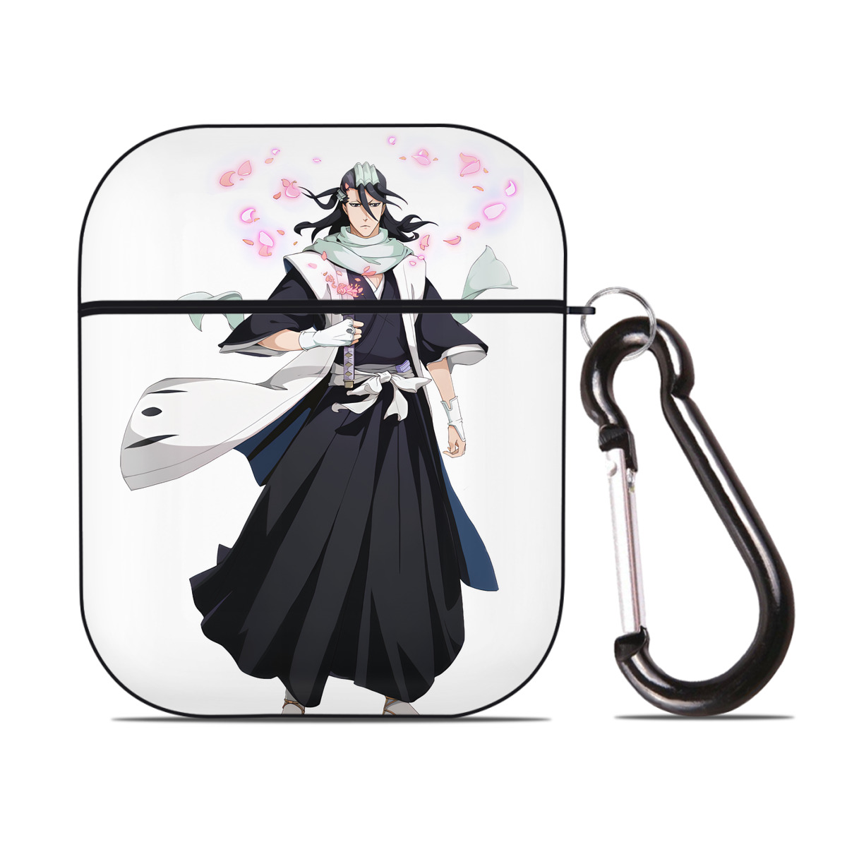 （画像用） ブリーチ くちき びゃくや BLEACH Kuchiki Byakuya AirPods 第2世代保護ケース ハードシェル ブラック 耐衝撃・防指紋・カラビナ付き