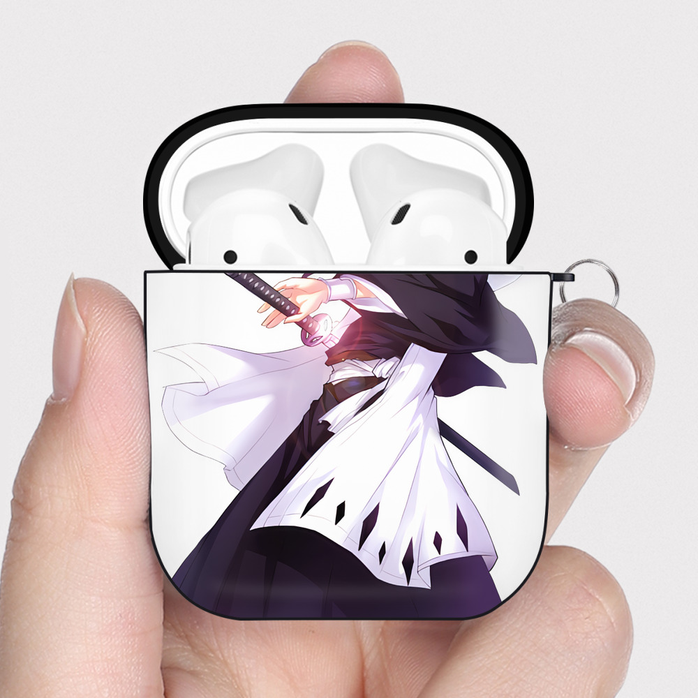 （画像用） ブリーチ くちき びゃくや BLEACH Kuchiki Byakuya AirPods 第2世代保護ケース ハードシェル ブラック 耐衝撃・防指紋・カラビナ付き
