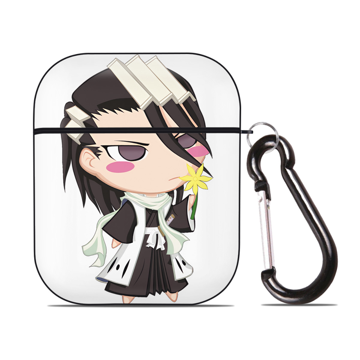 （画像用） ブリーチ くちき びゃくや BLEACH Kuchiki Byakuya AirPods 第2世代保護ケース ハードシェル ブラック 耐衝撃・防指紋・カラビナ付き