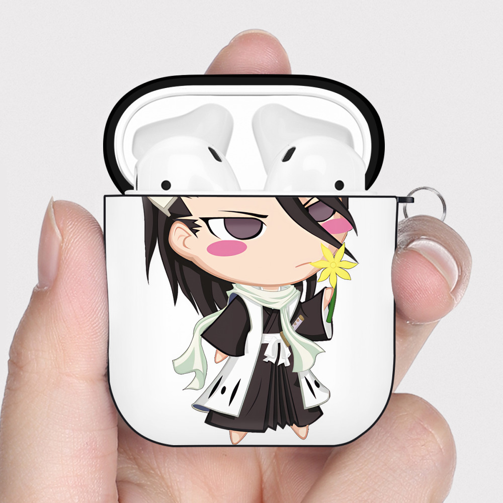 （画像用） ブリーチ くちき びゃくや BLEACH Kuchiki Byakuya AirPods 第2世代保護ケース ハードシェル ブラック 耐衝撃・防指紋・カラビナ付き
