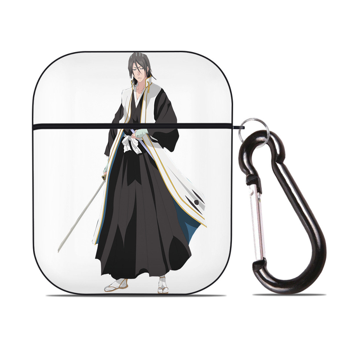 （画像用） ブリーチ くちき びゃくや BLEACH Kuchiki Byakuya AirPods 第2世代保護ケース ハードシェル ブラック 耐衝撃・防指紋・カラビナ付き