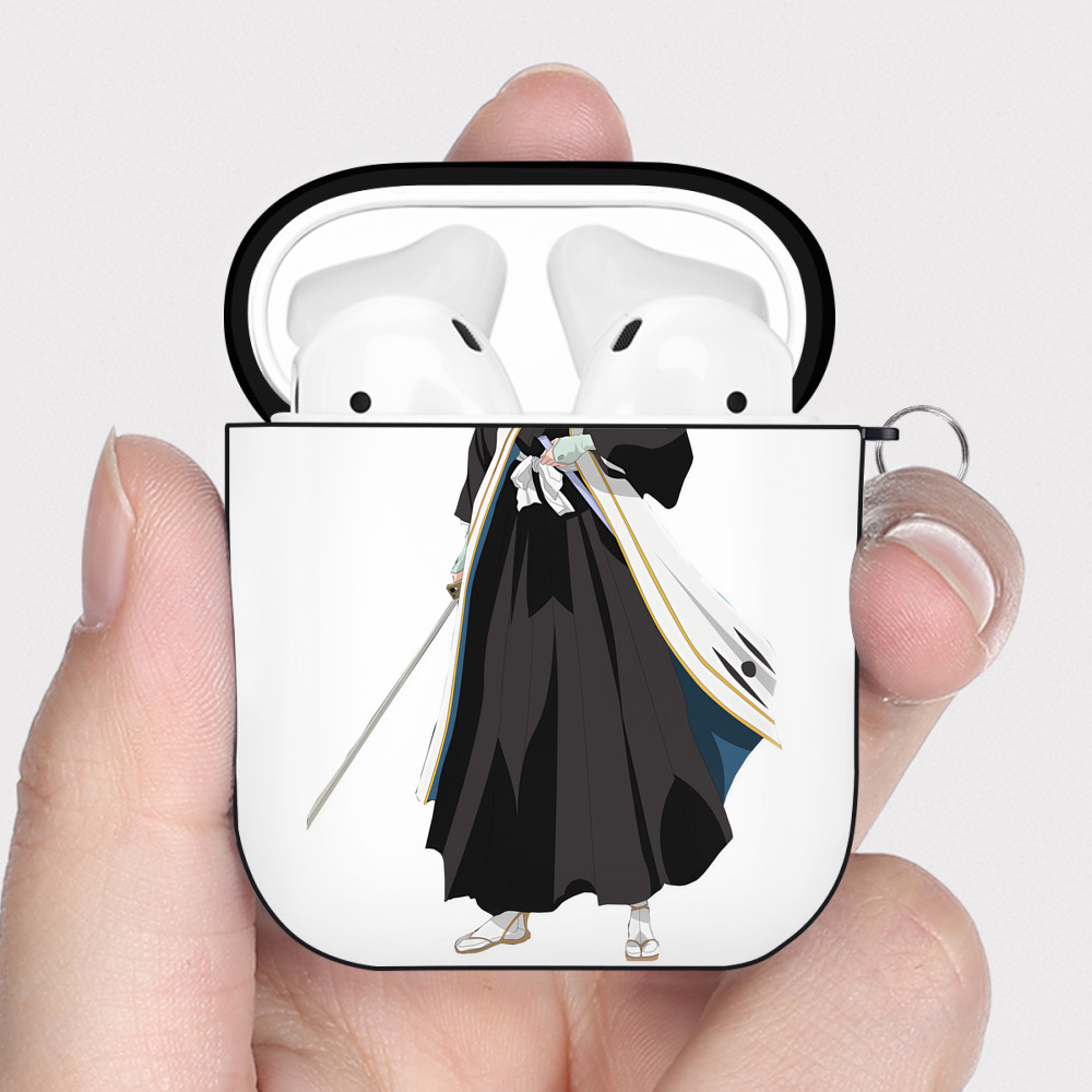 （画像用） ブリーチ くちき びゃくや BLEACH Kuchiki Byakuya AirPods 第2世代保護ケース ハードシェル ブラック 耐衝撃・防指紋・カラビナ付き