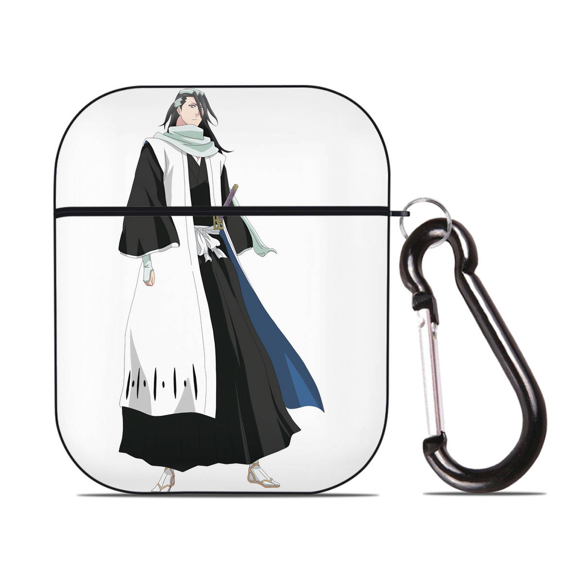 （画像用） ブリーチ くちき びゃくや BLEACH Kuchiki Byakuya AirPods 第2世代保護ケース ハードシェル ブラック 耐衝撃・防指紋・カラビナ付き