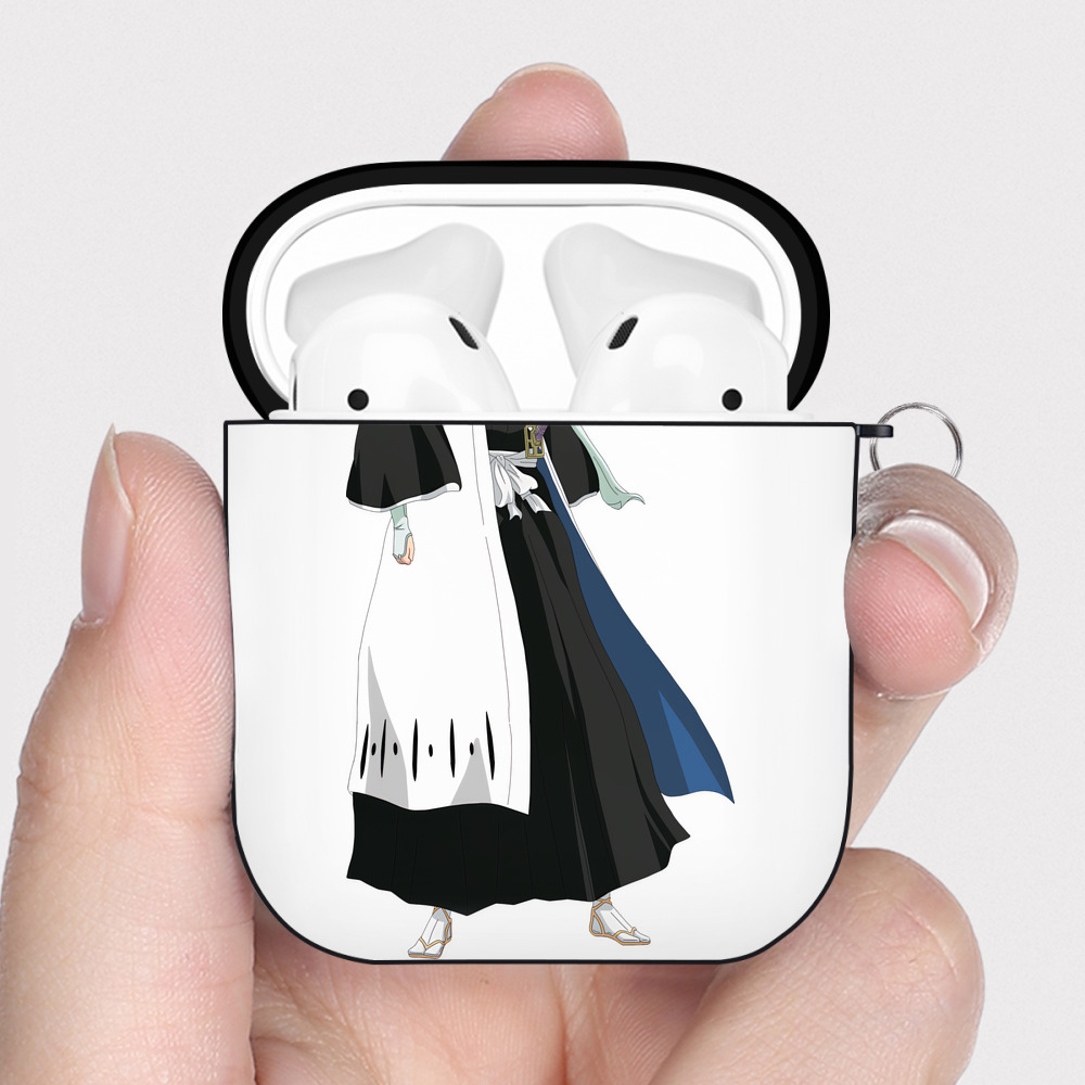 （画像用） ブリーチ くちき びゃくや BLEACH Kuchiki Byakuya AirPods 第2世代保護ケース ハードシェル ブラック 耐衝撃・防指紋・カラビナ付き