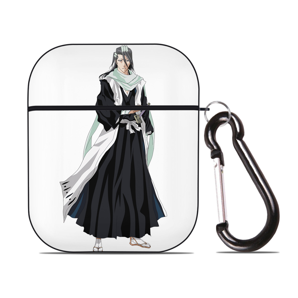 （画像用） ブリーチ くちき びゃくや BLEACH Kuchiki Byakuya AirPods 第2世代保護ケース ハードシェル ブラック 耐衝撃・防指紋・カラビナ付き