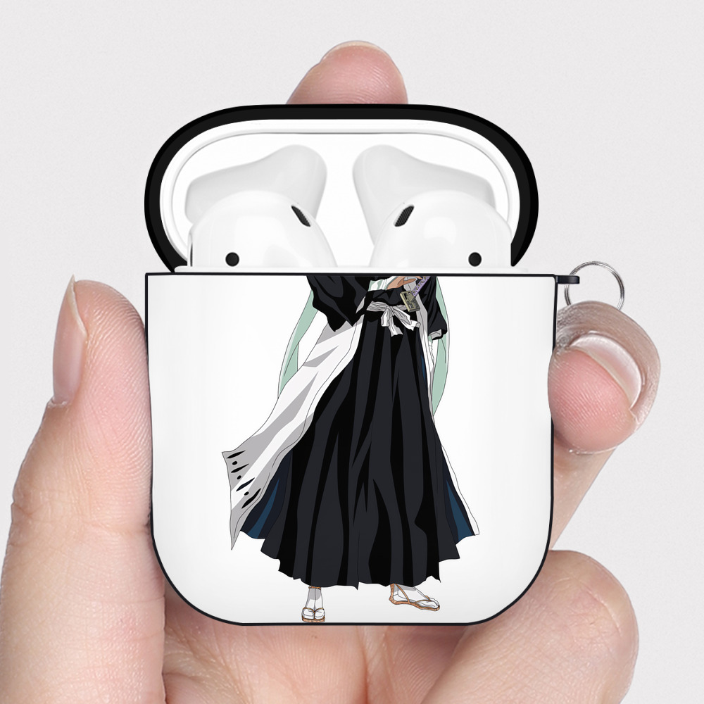 （画像用） ブリーチ くちき びゃくや BLEACH Kuchiki Byakuya AirPods 第2世代保護ケース ハードシェル ブラック 耐衝撃・防指紋・カラビナ付き