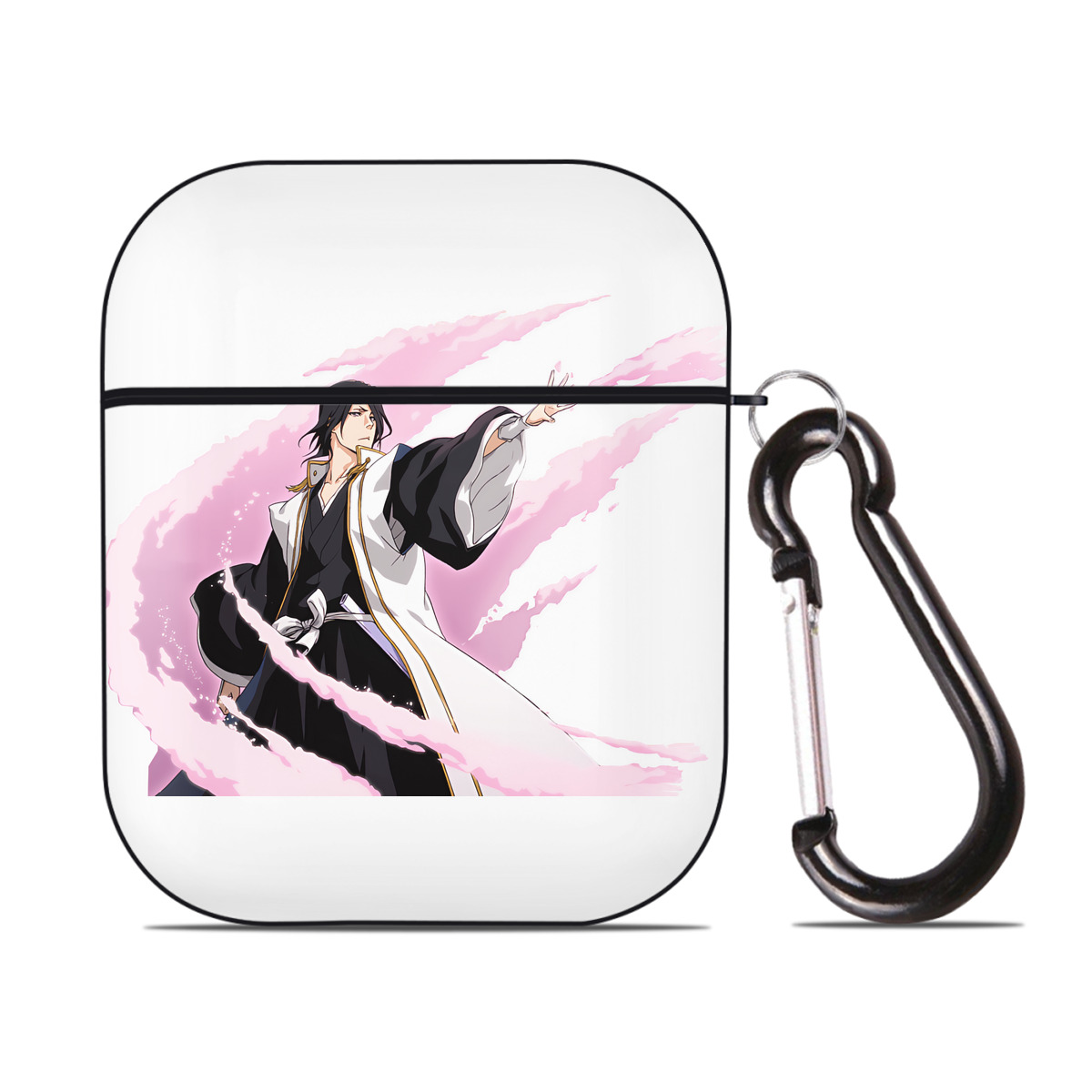 （画像用） ブリーチ くちき びゃくや BLEACH Kuchiki Byakuya AirPods 第2世代保護ケース ハードシェル ブラック 耐衝撃・防指紋・カラビナ付き