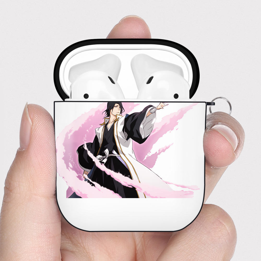 （画像用） ブリーチ くちき びゃくや BLEACH Kuchiki Byakuya AirPods 第2世代保護ケース ハードシェル ブラック 耐衝撃・防指紋・カラビナ付き