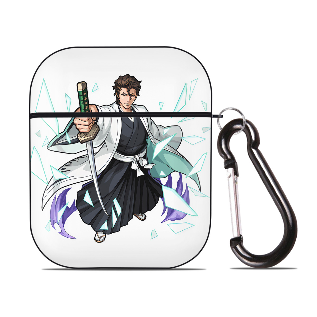 （画像用） ブリーチ 藍染 惣右介（あいぜん そうすけ） BLEACH Aizen Sousuke AirPods 第2世代保護ケース ハードシェル ブラック 耐衝撃・防指紋・カラビナ付き