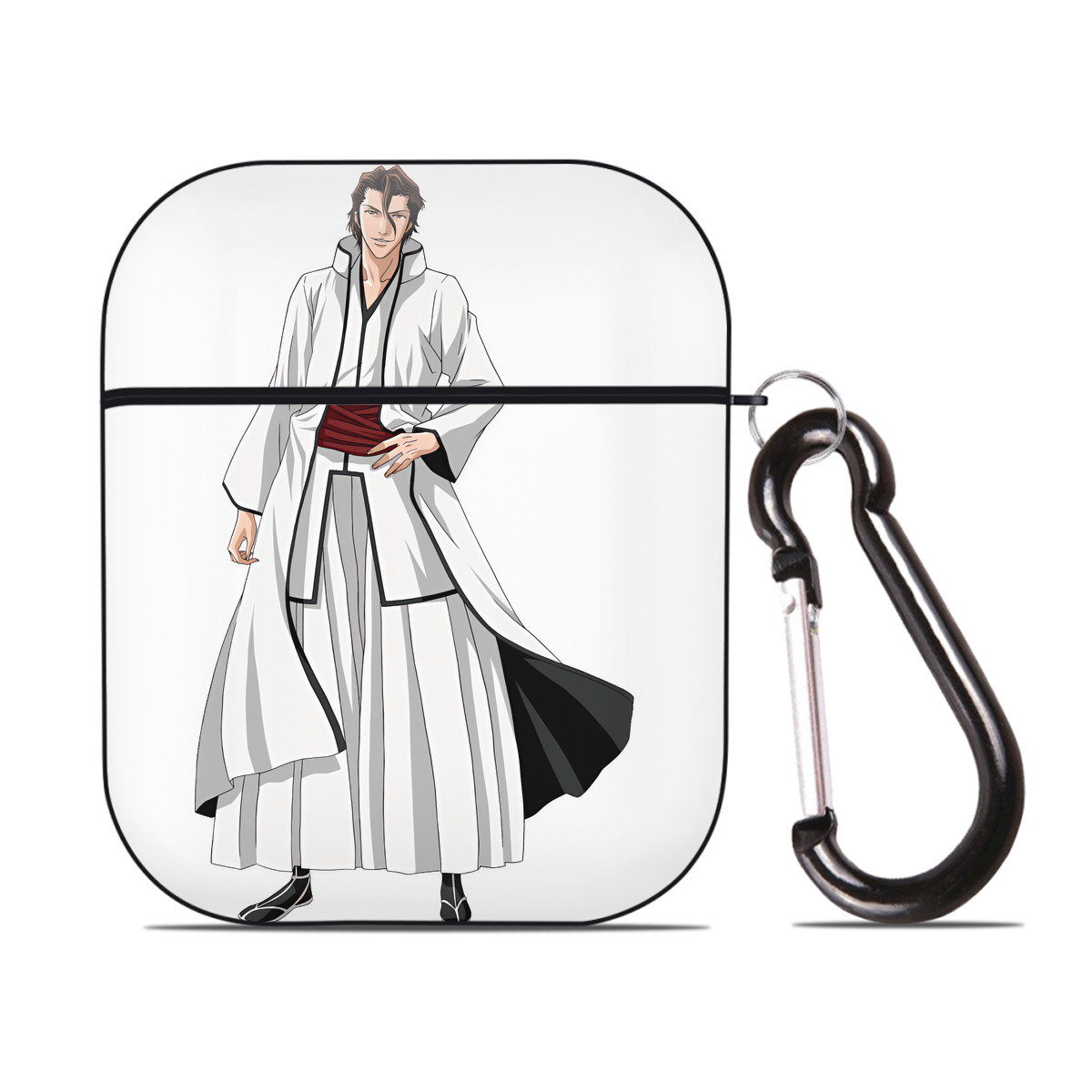 （画像用） ブリーチ 藍染 惣右介（あいぜん そうすけ） BLEACH Aizen Sousuke AirPods 第2世代保護ケース ハードシェル ブラック 耐衝撃・防指紋・カラビナ付き