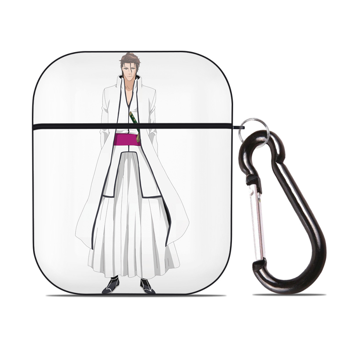 （画像用） ブリーチ 藍染 惣右介（あいぜん そうすけ） BLEACH Aizen Sousuke AirPods 第2世代保護ケース ハードシェル ブラック 耐衝撃・防指紋・カラビナ付き