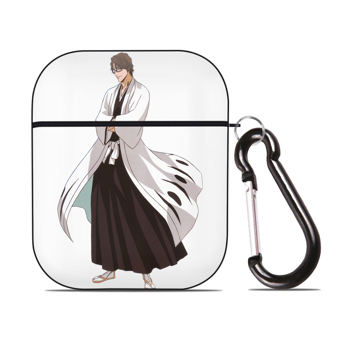 （画像用） ブリーチ 藍染 惣右介（あいぜん そうすけ） BLEACH Aizen Sousuke AirPods 第2世代保護ケース ハードシェル ブラック 耐衝撃・防指紋・カラビナ付き