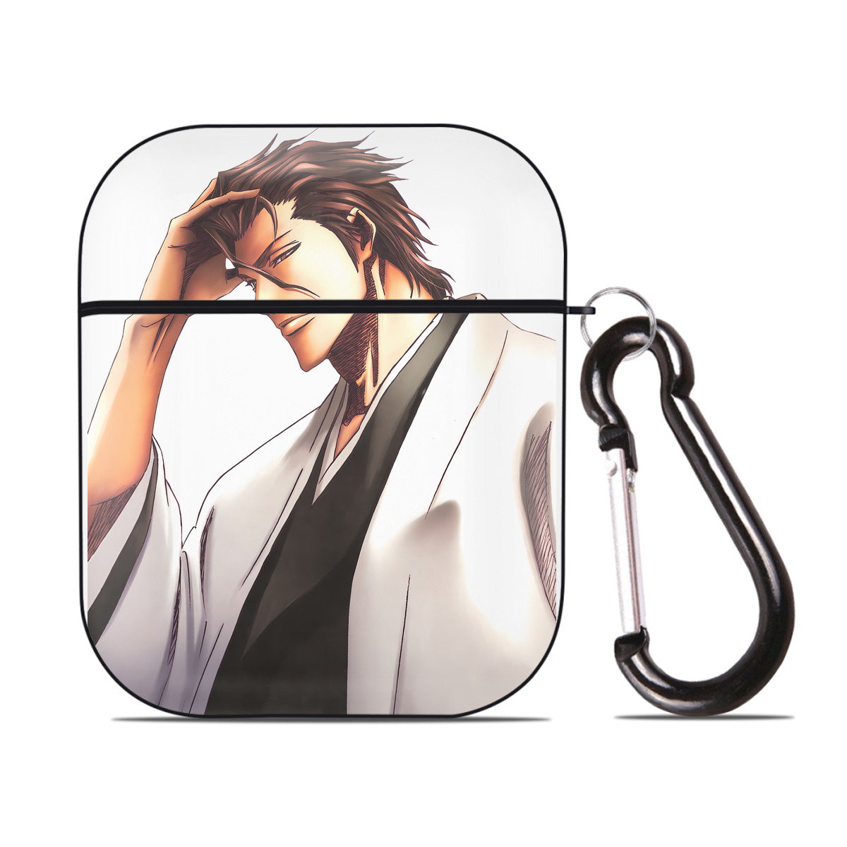 （画像用） ブリーチ 藍染 惣右介（あいぜん そうすけ） BLEACH Aizen Sousuke AirPods 第2世代保護ケース ハードシェル ブラック 耐衝撃・防指紋・カラビナ付き