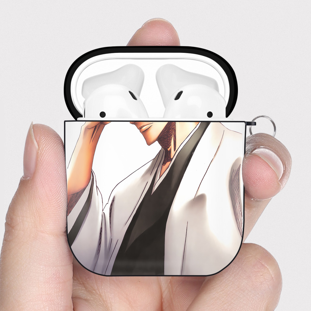 （画像用） ブリーチ 藍染 惣右介（あいぜん そうすけ） BLEACH Aizen Sousuke AirPods 第2世代保護ケース ハードシェル ブラック 耐衝撃・防指紋・カラビナ付き