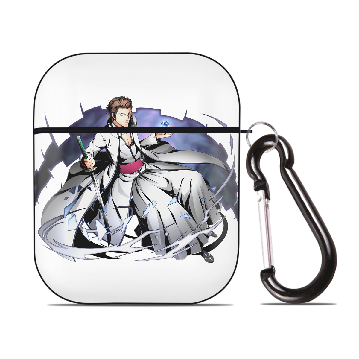 （画像用） ブリーチ 藍染 惣右介（あいぜん そうすけ） BLEACH Aizen Sousuke AirPods 第2世代保護ケース ハードシェル ブラック 耐衝撃・防指紋・カラビナ付き