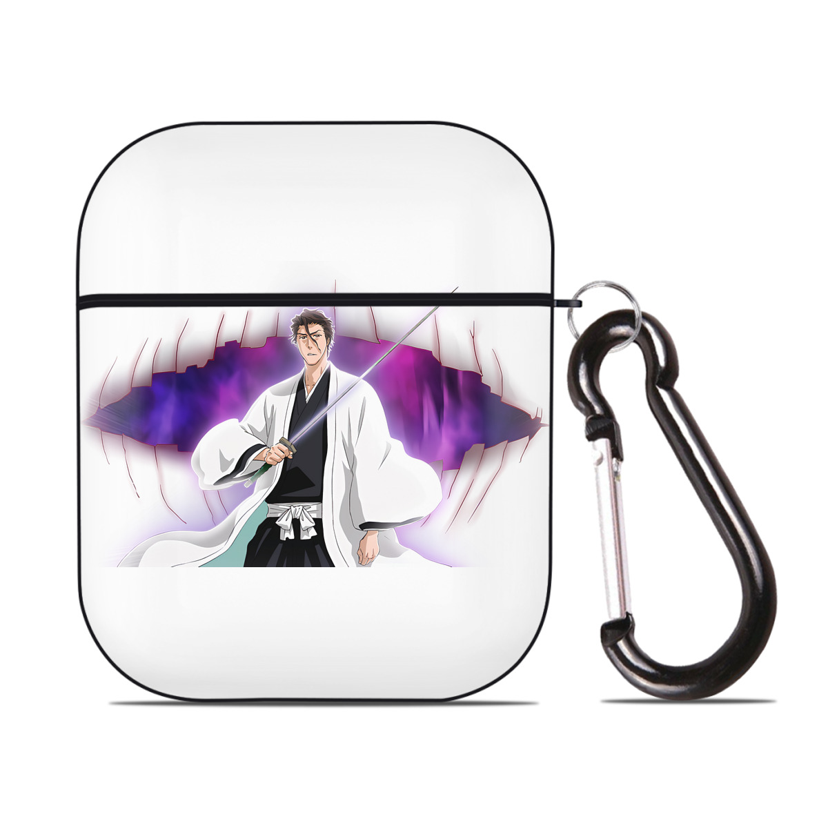 （画像用） ブリーチ 藍染 惣右介（あいぜん そうすけ） BLEACH Aizen Sousuke AirPods 第2世代保護ケース ハードシェル ブラック 耐衝撃・防指紋・カラビナ付き