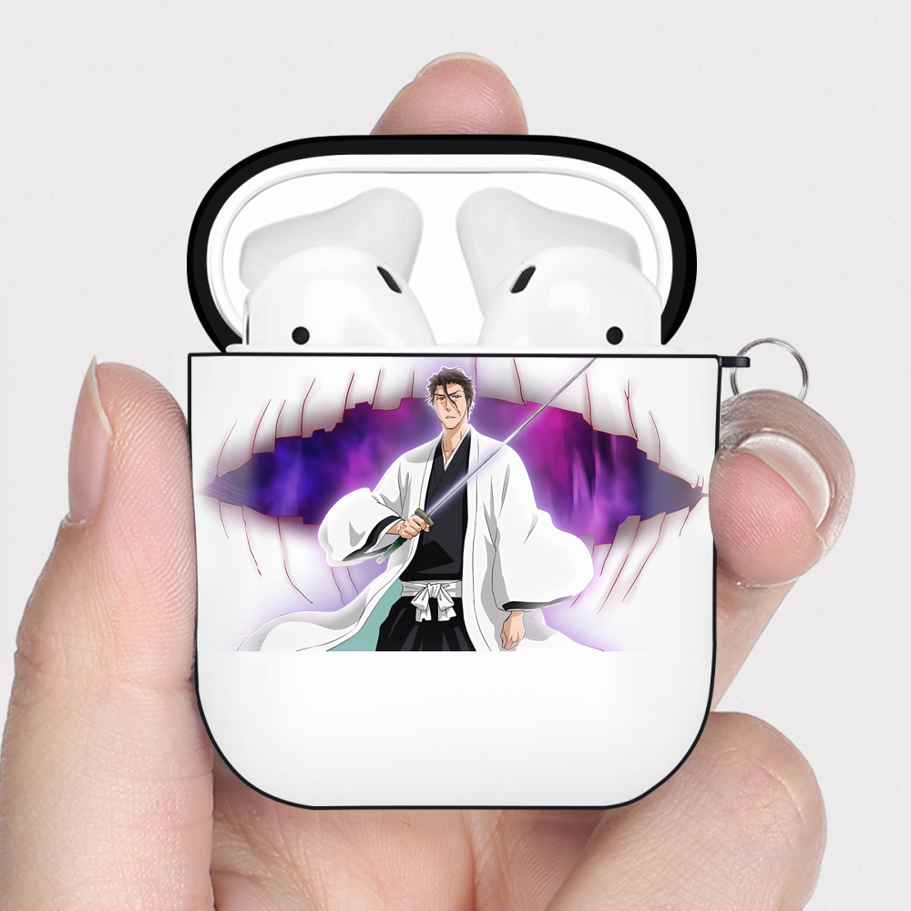 （画像用） ブリーチ 藍染 惣右介（あいぜん そうすけ） BLEACH Aizen Sousuke AirPods 第2世代保護ケース ハードシェル ブラック 耐衝撃・防指紋・カラビナ付き